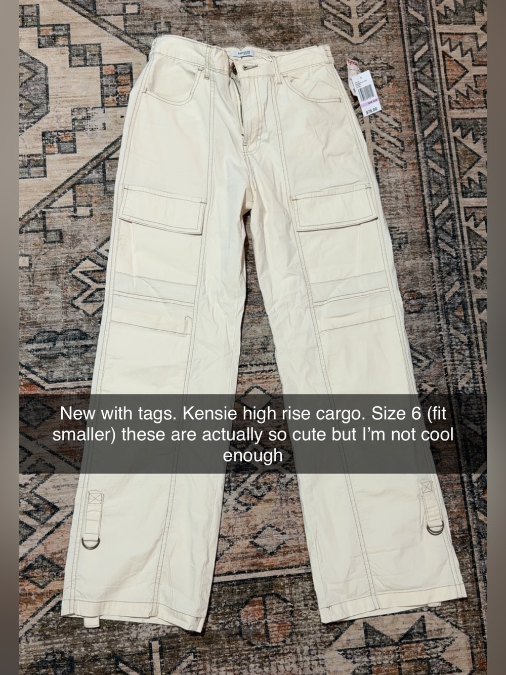 Kensie Cream High-Rise Cargo Shorts for Kids